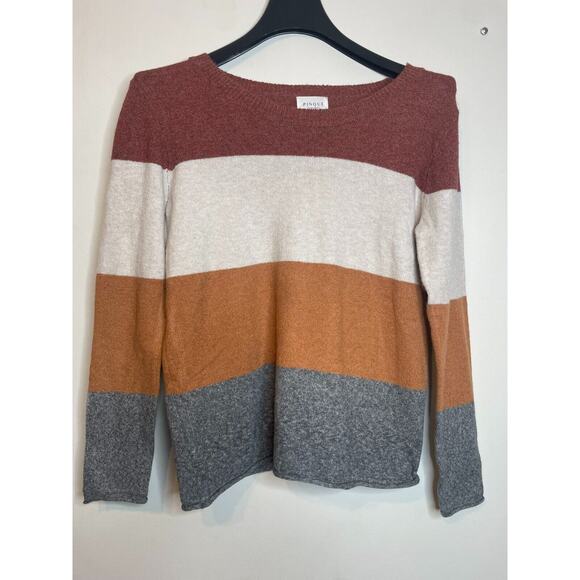 Pinque Womens Striped Pullover Crew Neck Sweater Long Sleeve Size XL Multicolor - Picture 2 of 6